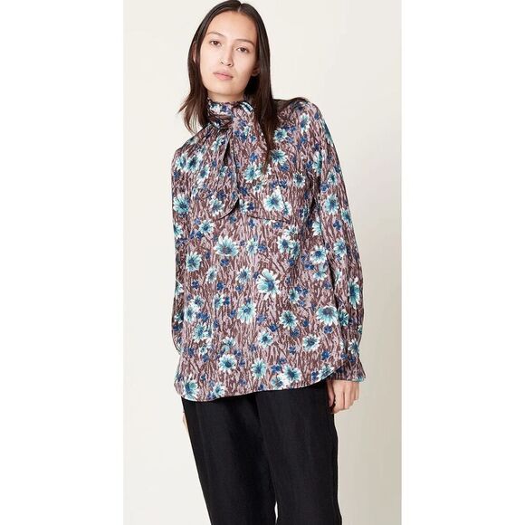 Rachel Comey Tie Rite Blouse in Brown Daisy NWT Size Medium - Picture 2 of 9